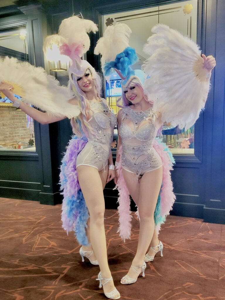 Unicorn Showgirl Greeters at an event in New Hampshire at a Casino.