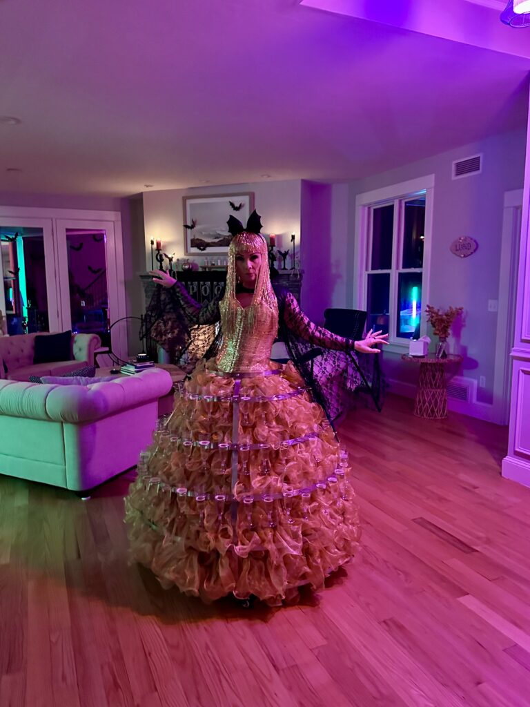 Bat Girl Champagne skirt Halloween Entertainment for Hire for Private Events Corporate Events Boston MA